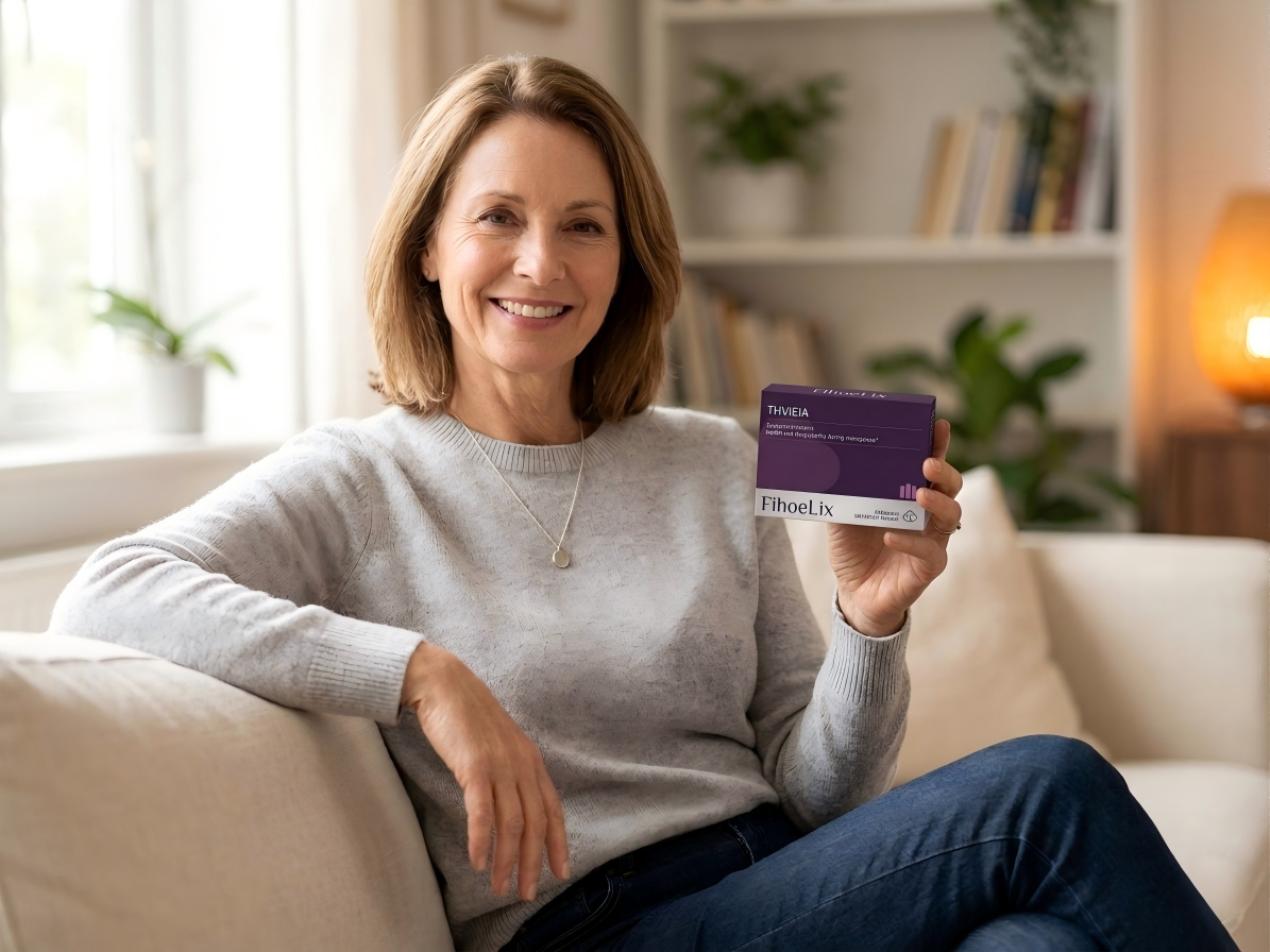 Woman smiling while holding FihoeLix Thvieia
